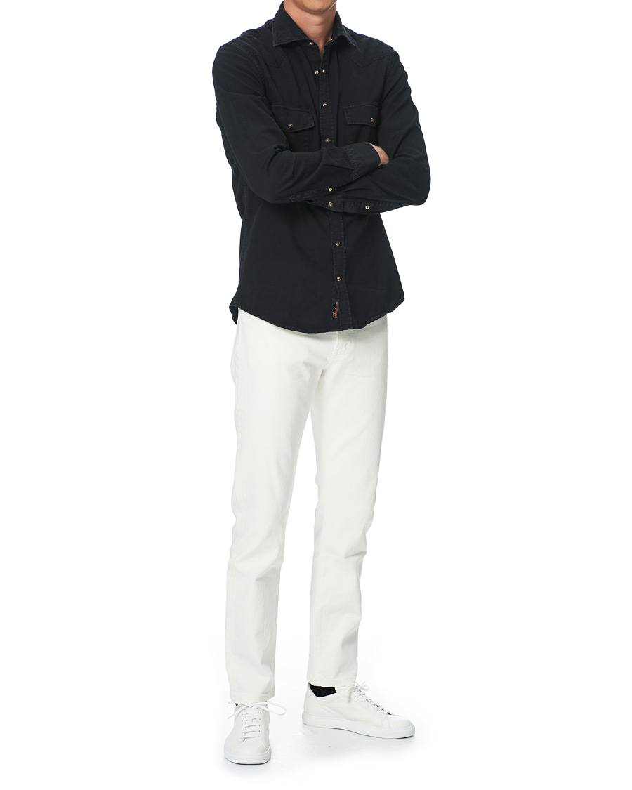 Herren | Hemden | Stenströms | Slimline Washed Denim Shirt Black