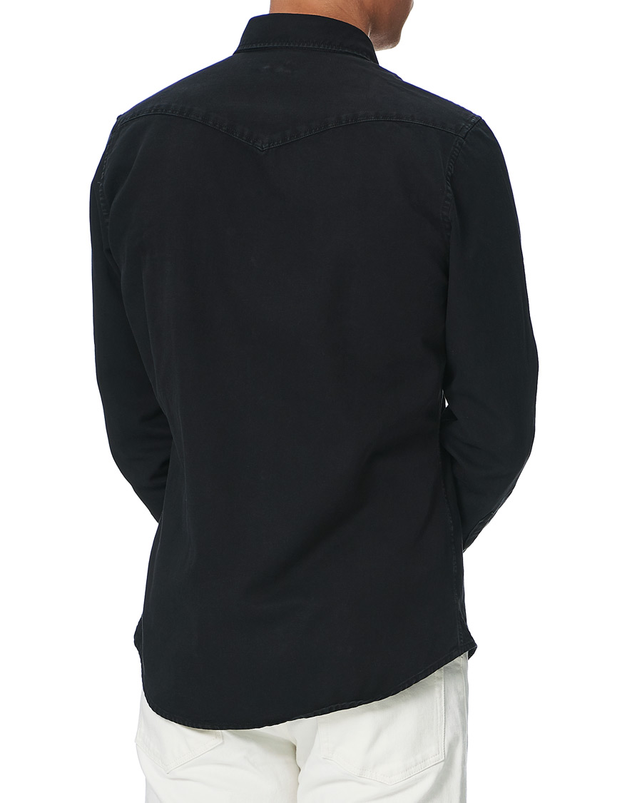 Herren | Hemden | Stenströms | Slimline Washed Denim Shirt Black
