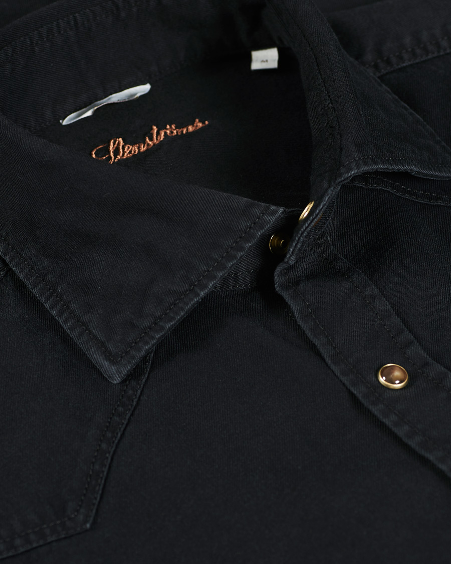 Herren | Hemden | Stenströms | Slimline Washed Denim Shirt Black