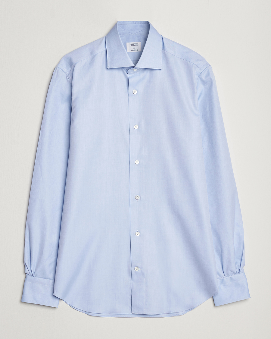 Herren | Hemden | Mazzarelli | Soft Cotton Cut Away Shirt Light Blue