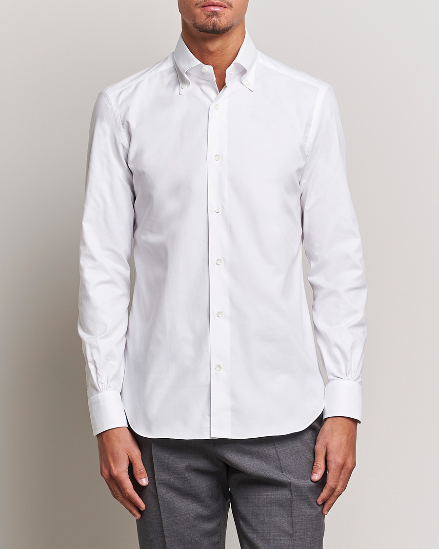 Herren | Oxfordhemden | Mazzarelli | Soft Oxford Button Down Shirt White