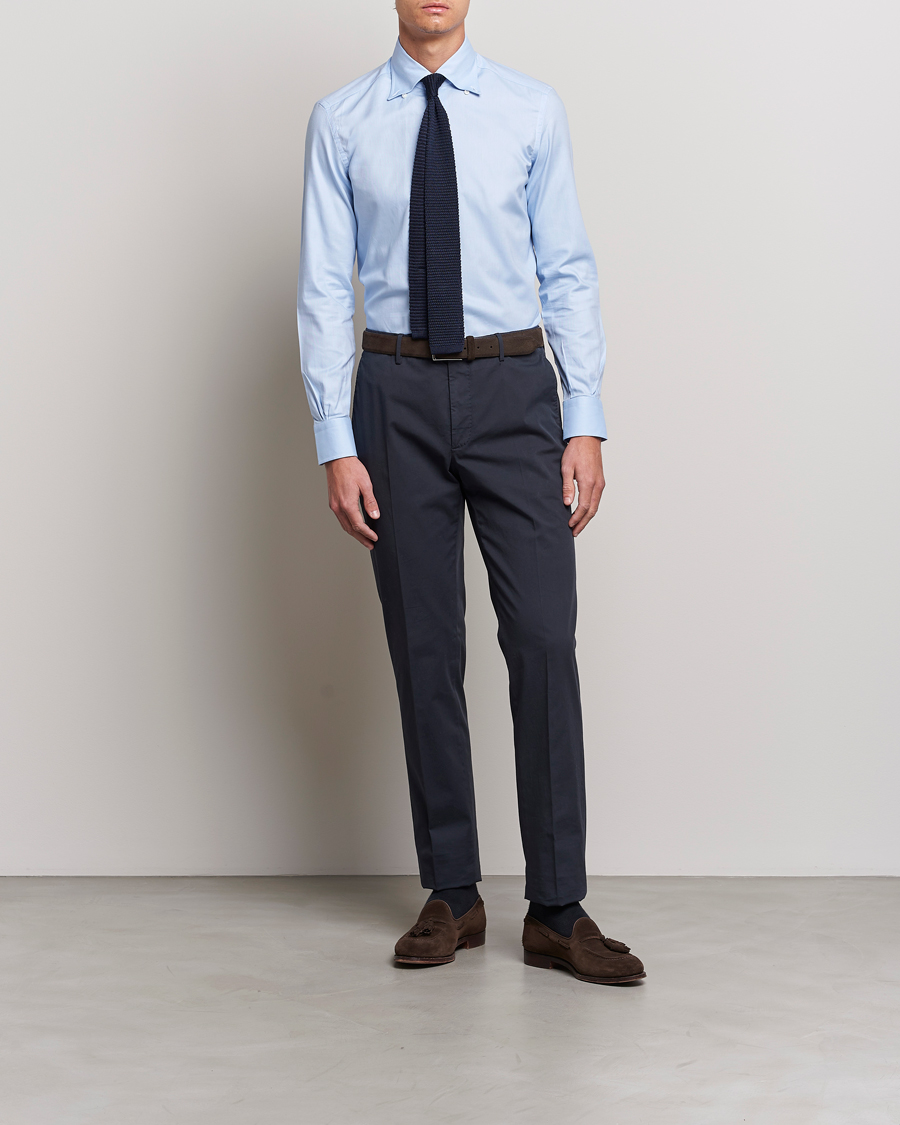 Herren | Hemden | Mazzarelli | Soft Oxford Button Down Shirt Light Blue