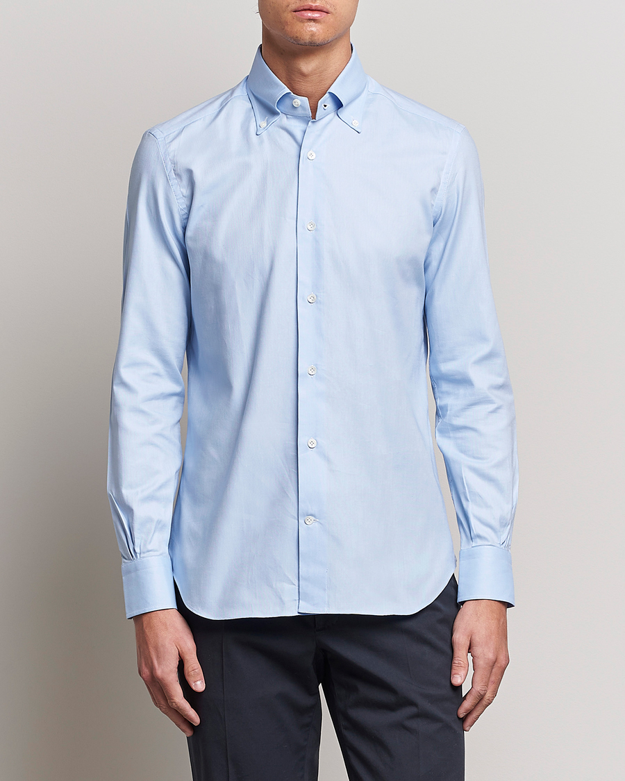 Herren | Hemden | Mazzarelli | Soft Oxford Button Down Shirt Light Blue