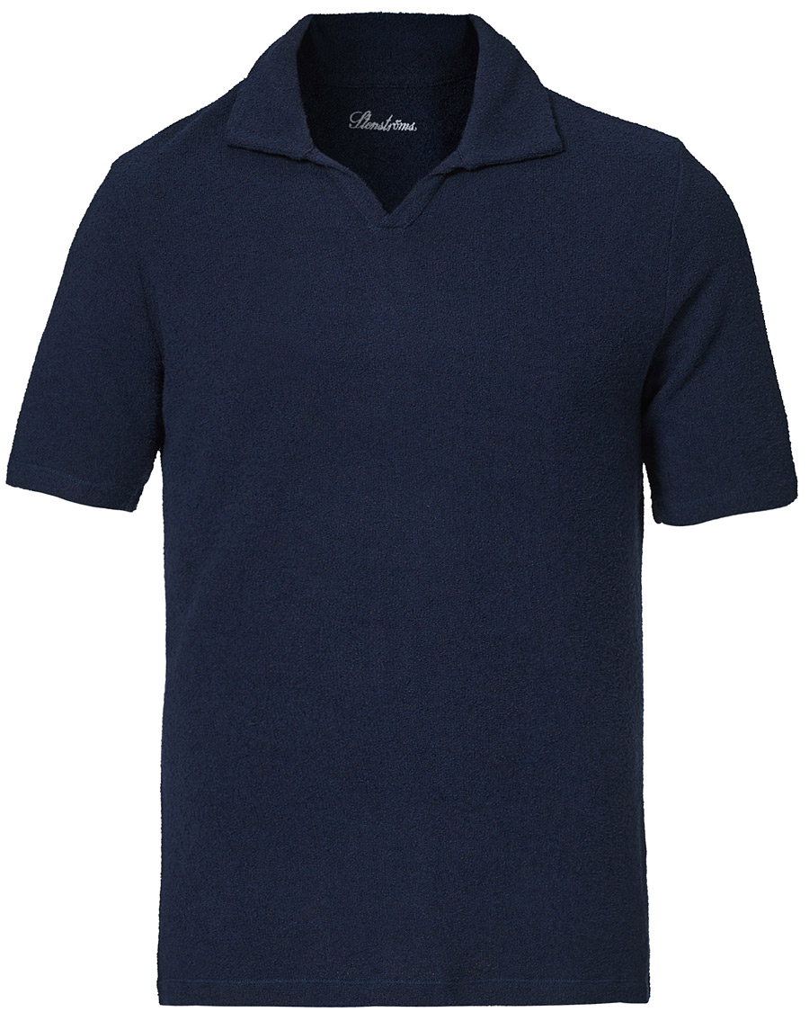 Herren | Poloshirts | Stenströms | Bouclé Polo Shirt Navy