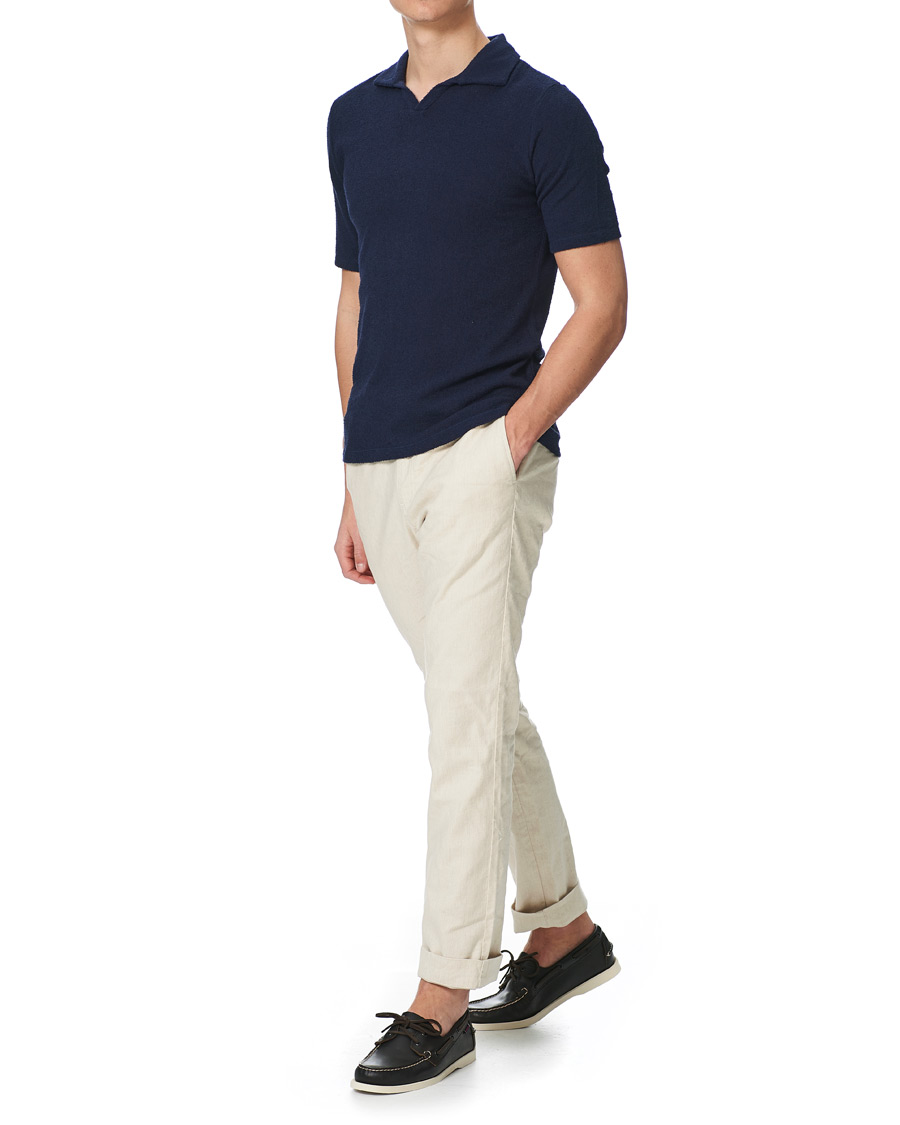Herren | Poloshirts | Stenströms | Bouclé Polo Shirt Navy