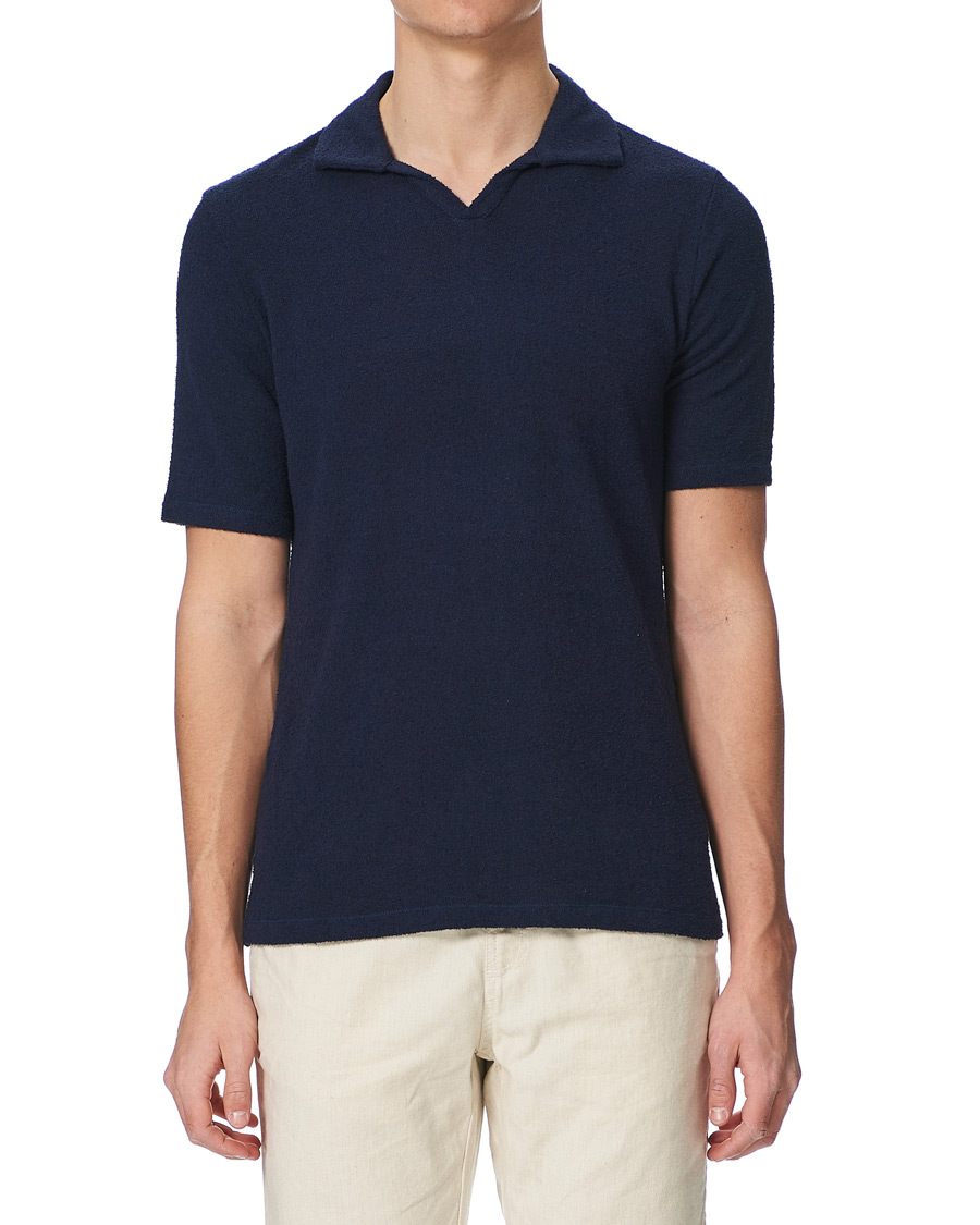 Herren | Poloshirts | Stenströms | Bouclé Polo Shirt Navy