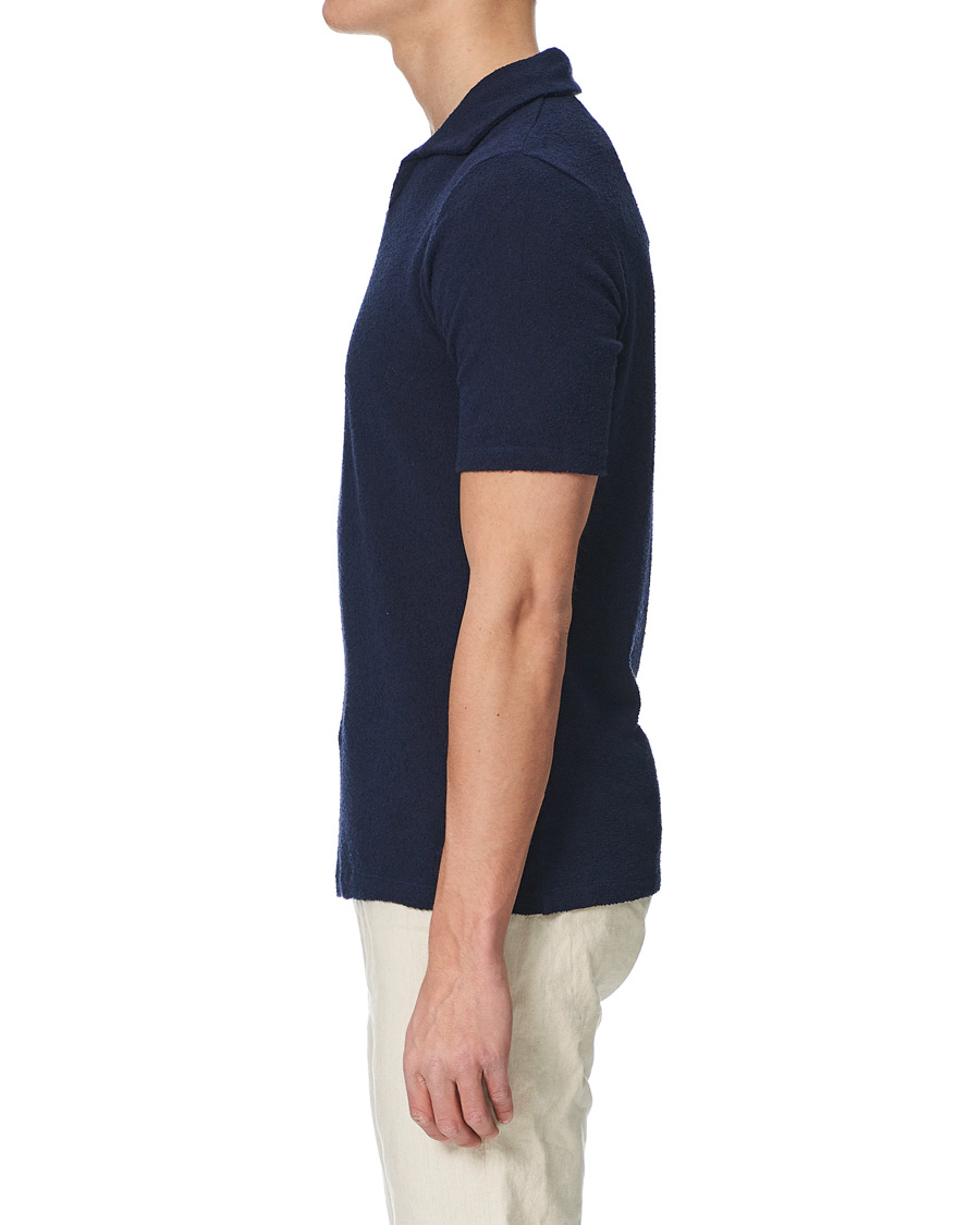Herren | Poloshirts | Stenströms | Bouclé Polo Shirt Navy