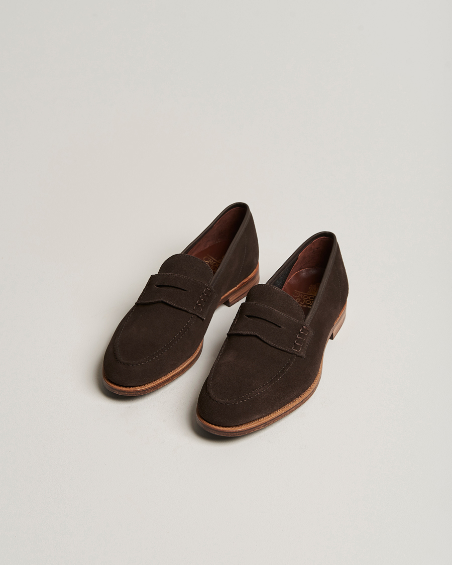 Herren | Loafer | Crockett & Jones | Seaton Unlined Penny Loafer Dark Oak Suede