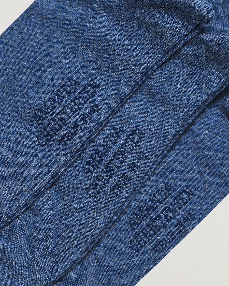 Men | Amanda Christensen | Amanda Christensen | 3-Pack True Cotton Socks Denim Blue