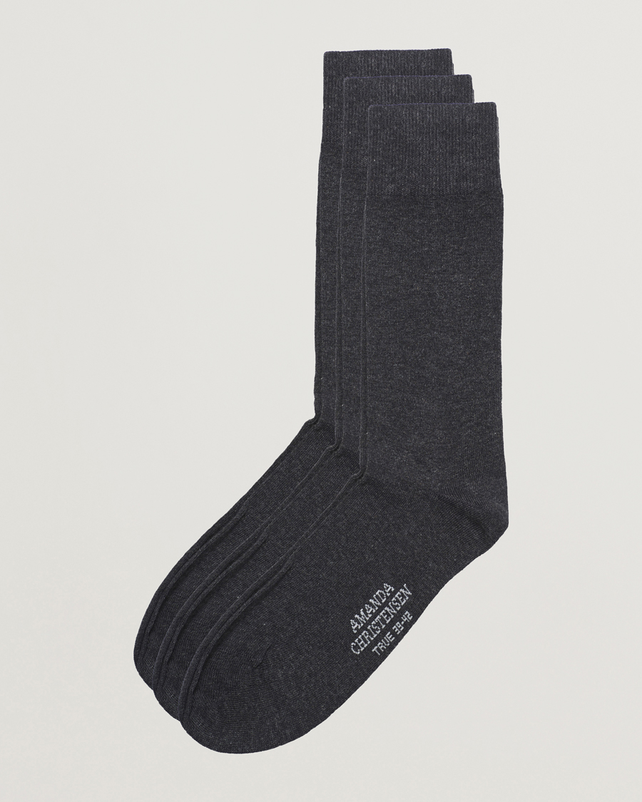 Herren |  | Amanda Christensen | 3-Pack True Cotton Socks Antrachite Melange