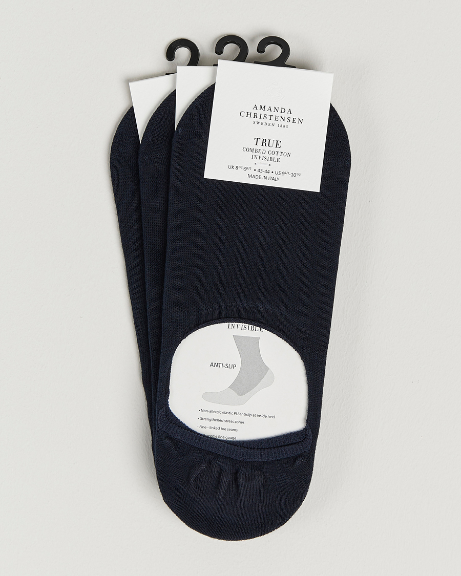 Herren | Unterwäsche | Amanda Christensen | 3-Pack True Cotton Invisible Socks Dark Navy