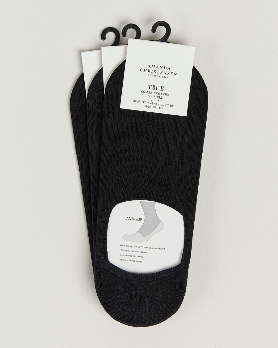 Herren | Unterwäsche | Amanda Christensen | 3-Pack True Cotton Invisible Socks Black