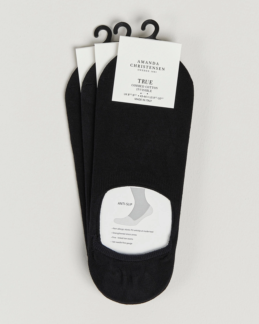Herren | Unterwäsche | Amanda Christensen | 3-Pack True Cotton Invisible Socks Black