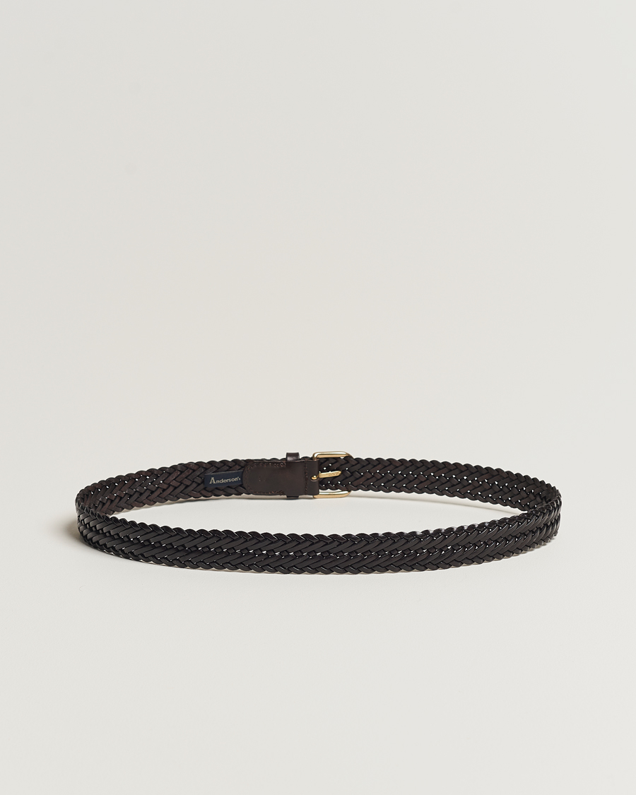 Herren | Accessoires | Anderson's | Woven Leather Belt 3 cm Dark Brown