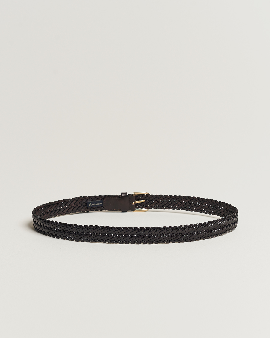 Herren | Gürtel | Anderson's | Woven Leather Belt 3 cm Dark Brown