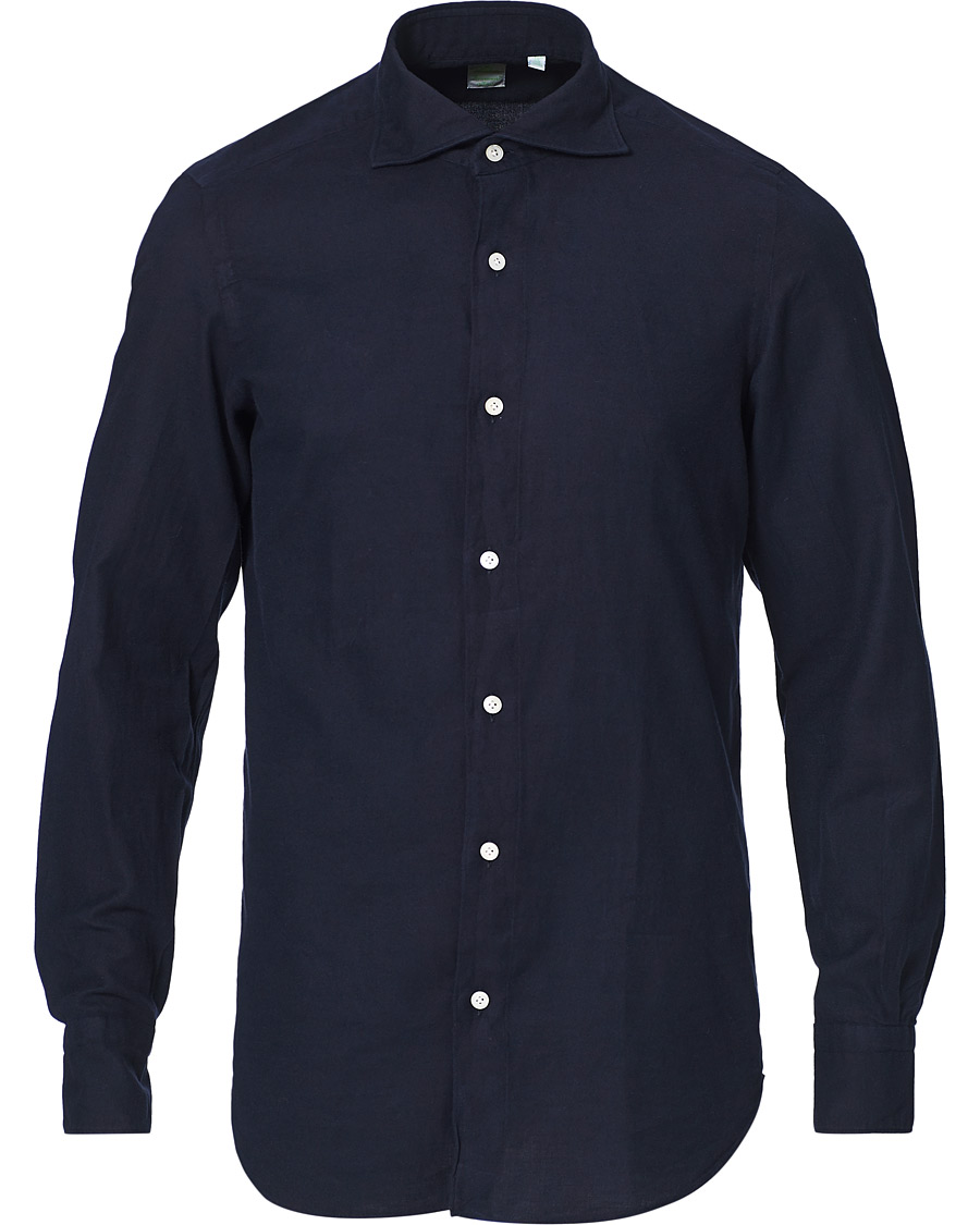 Herren | Hemden | Finamore Napoli | Tokyo Slim Fit Flannel Shirt Navy