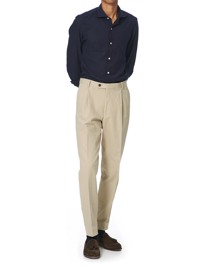 Herren | Hemden | Finamore Napoli | Tokyo Slim Fit Flannel Shirt Navy