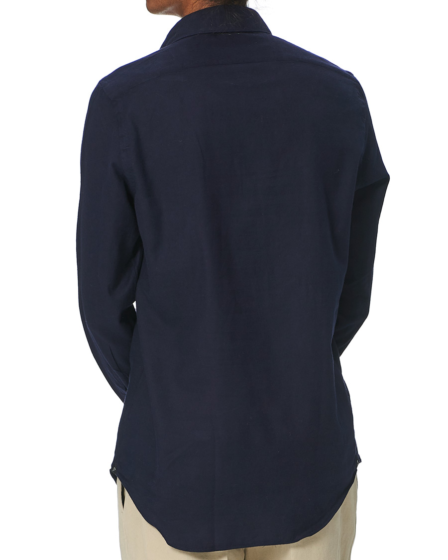 Herren | Hemden | Finamore Napoli | Tokyo Slim Fit Flannel Shirt Navy