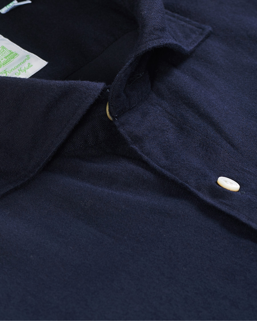 Herren | Hemden | Finamore Napoli | Tokyo Slim Fit Flannel Shirt Navy
