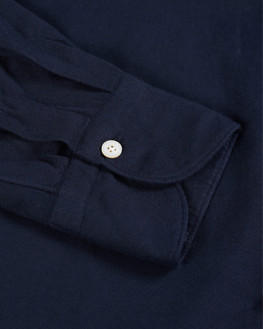 Herren | Hemden | Finamore Napoli | Tokyo Slim Fit Flannel Shirt Navy