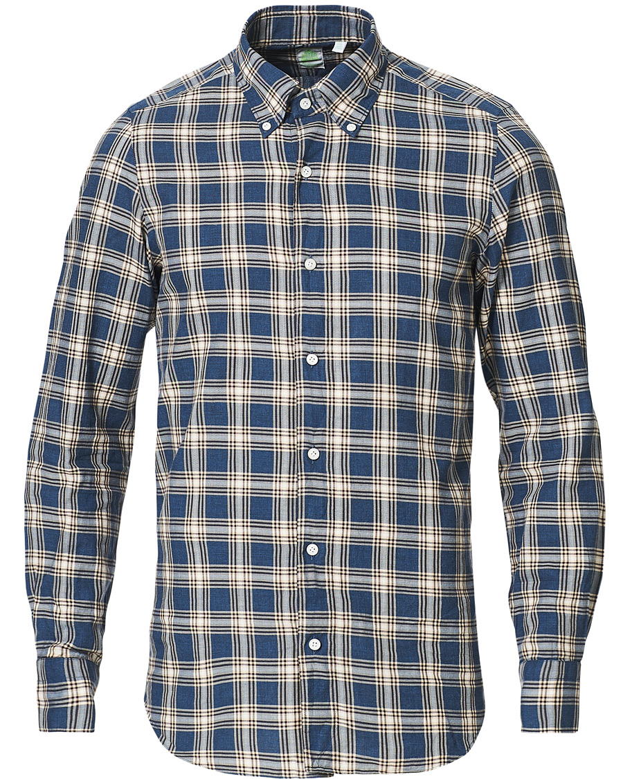 Herren | Hemden | Finamore Napoli | Tokyo Slim Fit Flannel Button Down Shirt Navy