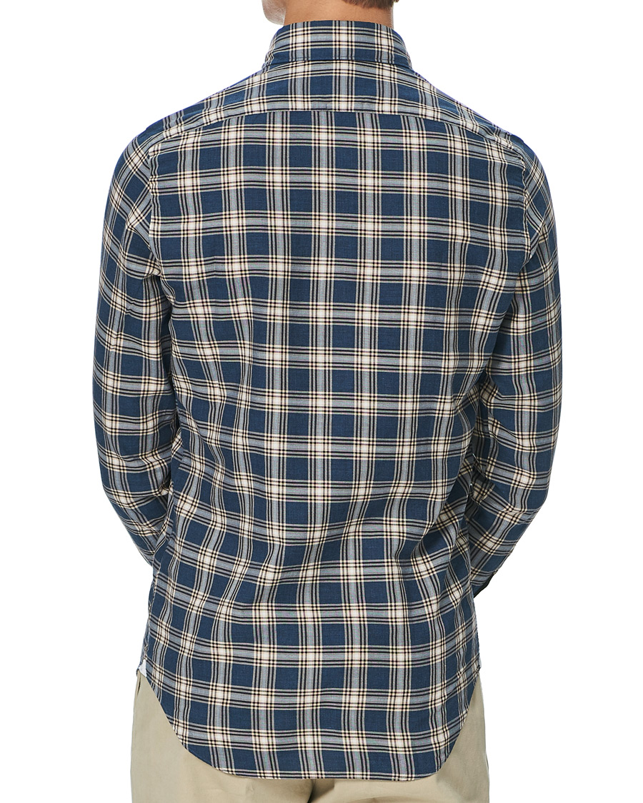 Herren | Hemden | Finamore Napoli | Tokyo Slim Fit Flannel Button Down Shirt Navy