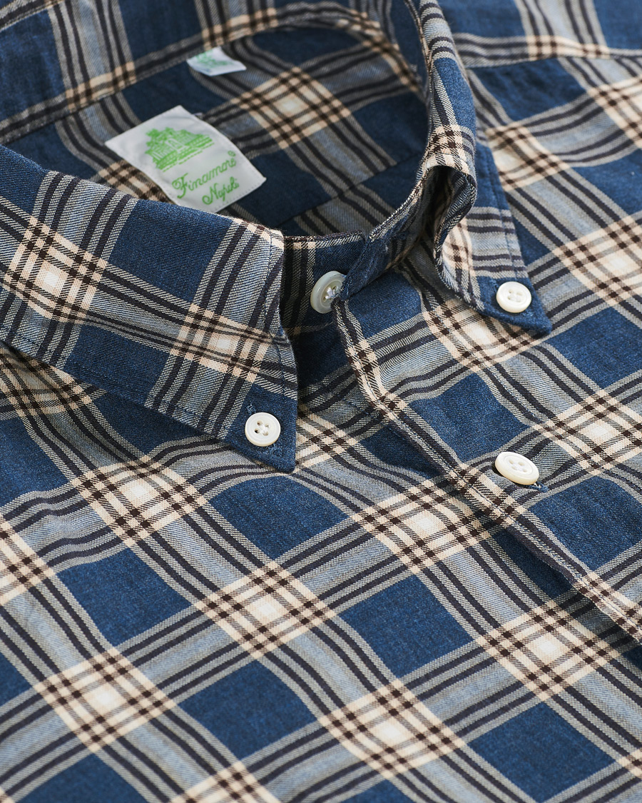 Herren | Hemden | Finamore Napoli | Tokyo Slim Fit Flannel Button Down Shirt Navy