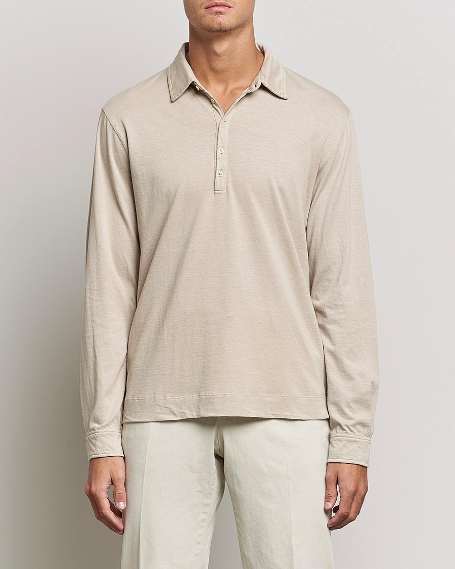 Herren | Langarm-Poloshirts | Massimo Alba | Ischia Cotton/Cashmere Polo Light Beige