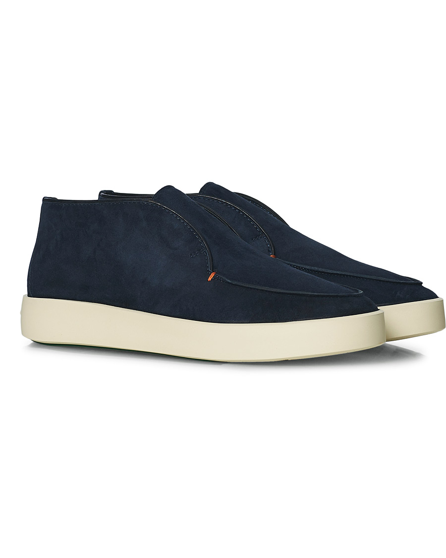 Herren | Santoni Slipper Chukka Boots Navy Suede | Santoni | Slipper Chukka Boots Navy Suede
