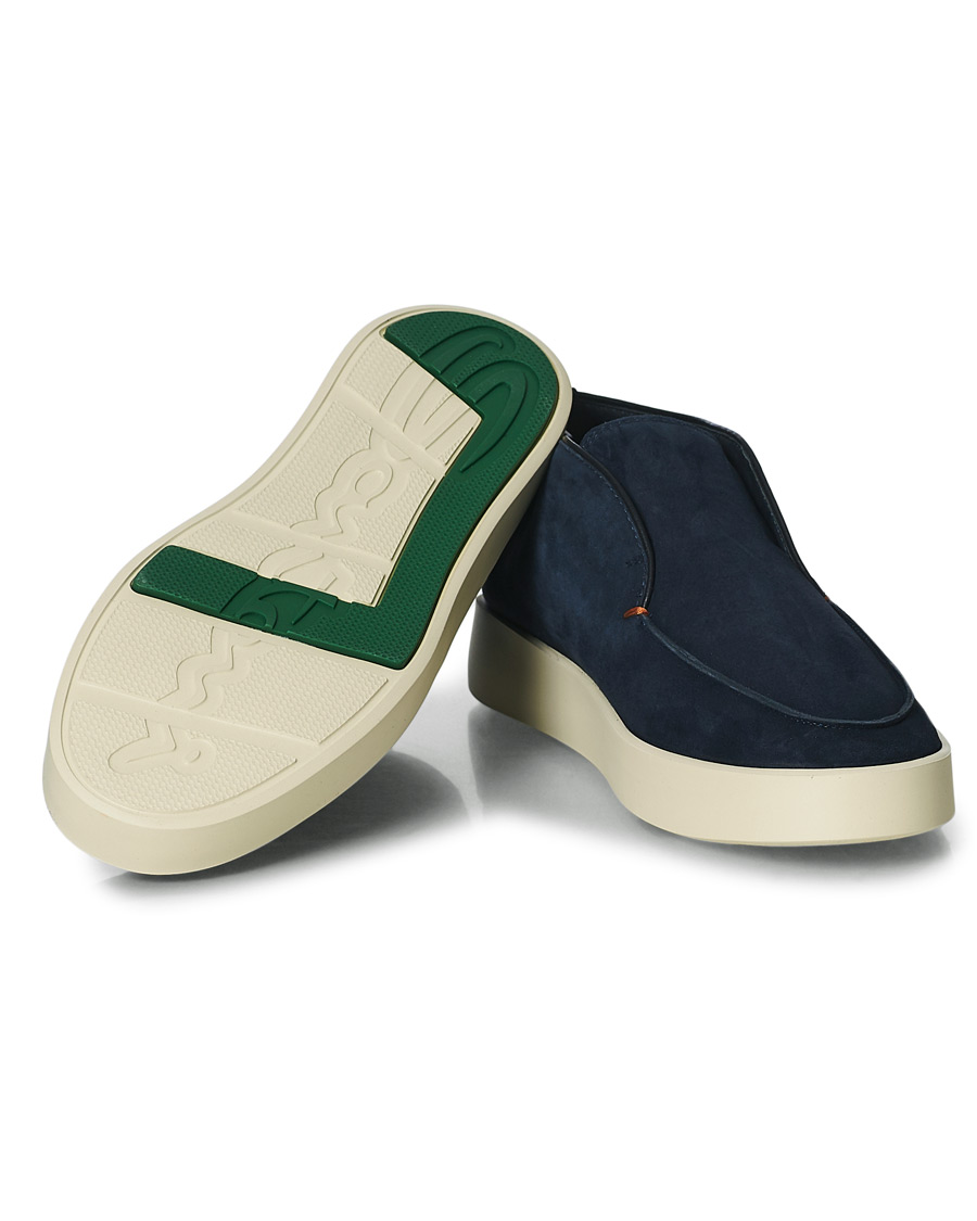 Herren | Santoni Slipper Chukka Boots Navy Suede | Santoni | Slipper Chukka Boots Navy Suede