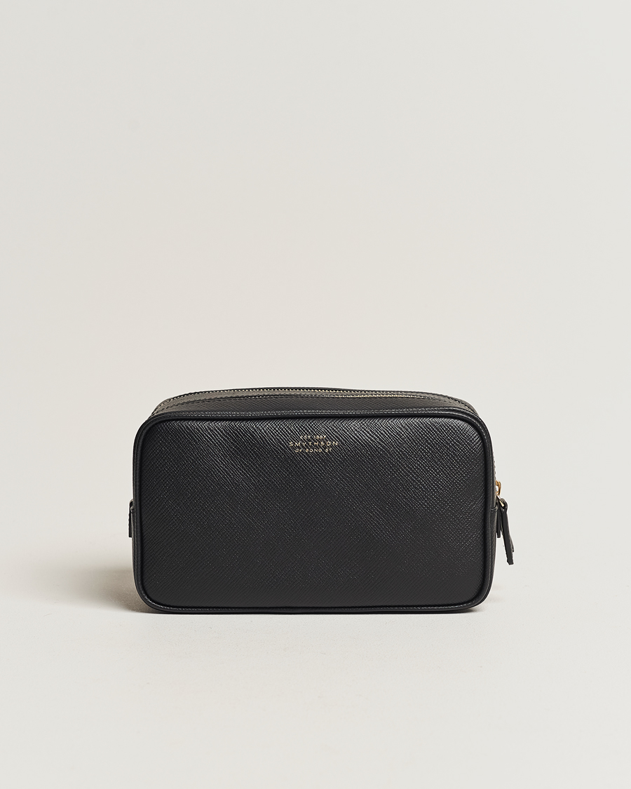 Herren | Taschen | Smythson | Panama Double Zip Washbag Black