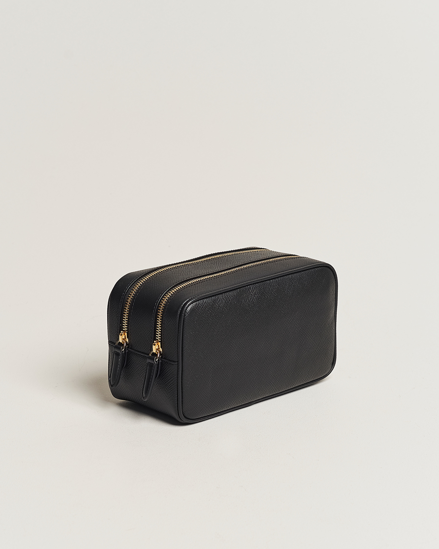 Herren | Kulturbeutel | Smythson | Panama Double Zip Washbag Black