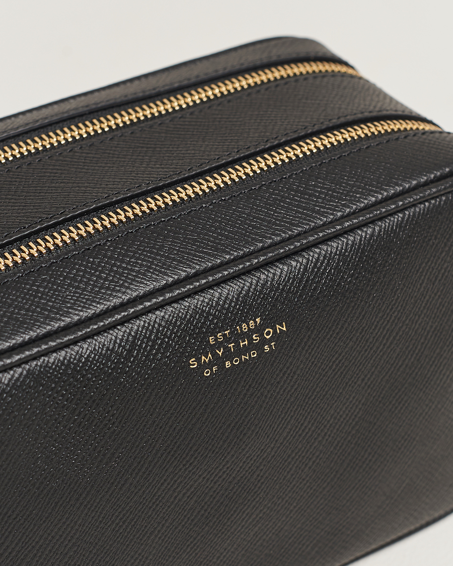 Herren | Taschen | Smythson | Panama Double Zip Washbag Black