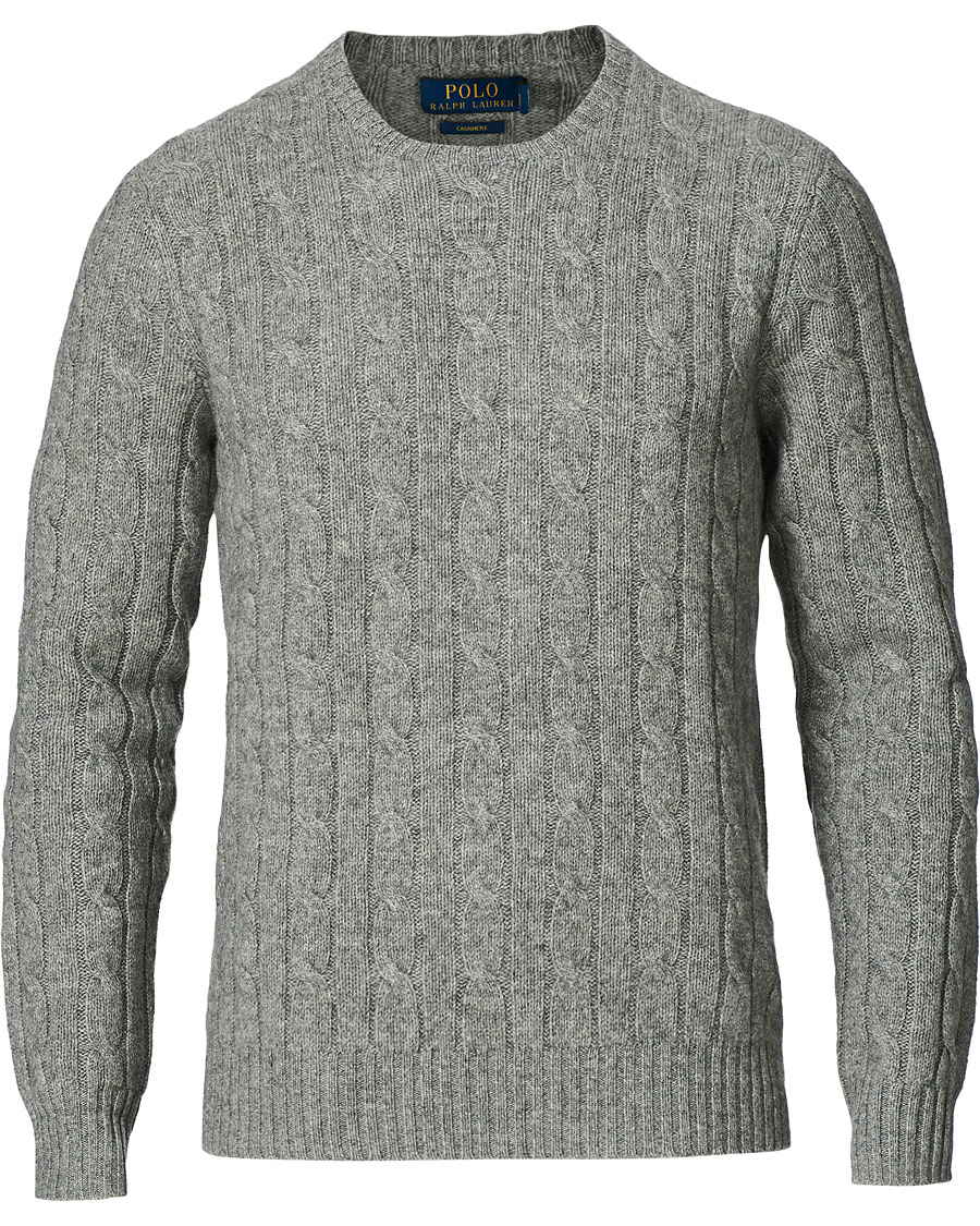 Herren | Pullover | Polo Ralph Lauren | Cashmere Cable Crew Neck Sweater Fawn Grey Heather