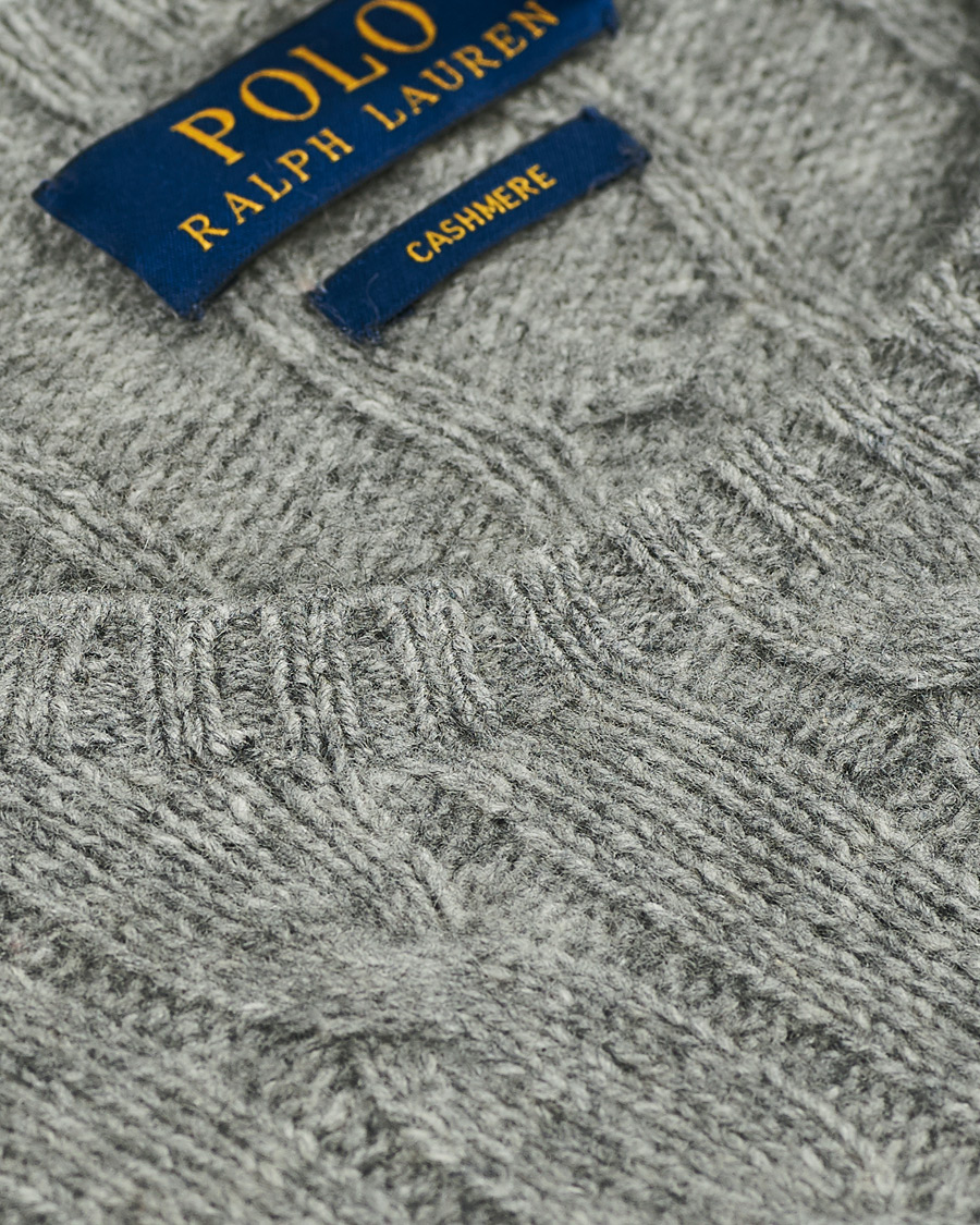 Herren | Pullover | Polo Ralph Lauren | Cashmere Cable Crew Neck Sweater Fawn Grey Heather