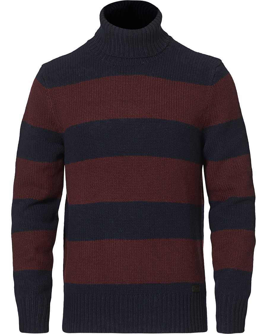 Herren | Pullover | Polo Ralph Lauren | Barstriped Knitted Turtleneck Wine/Navy