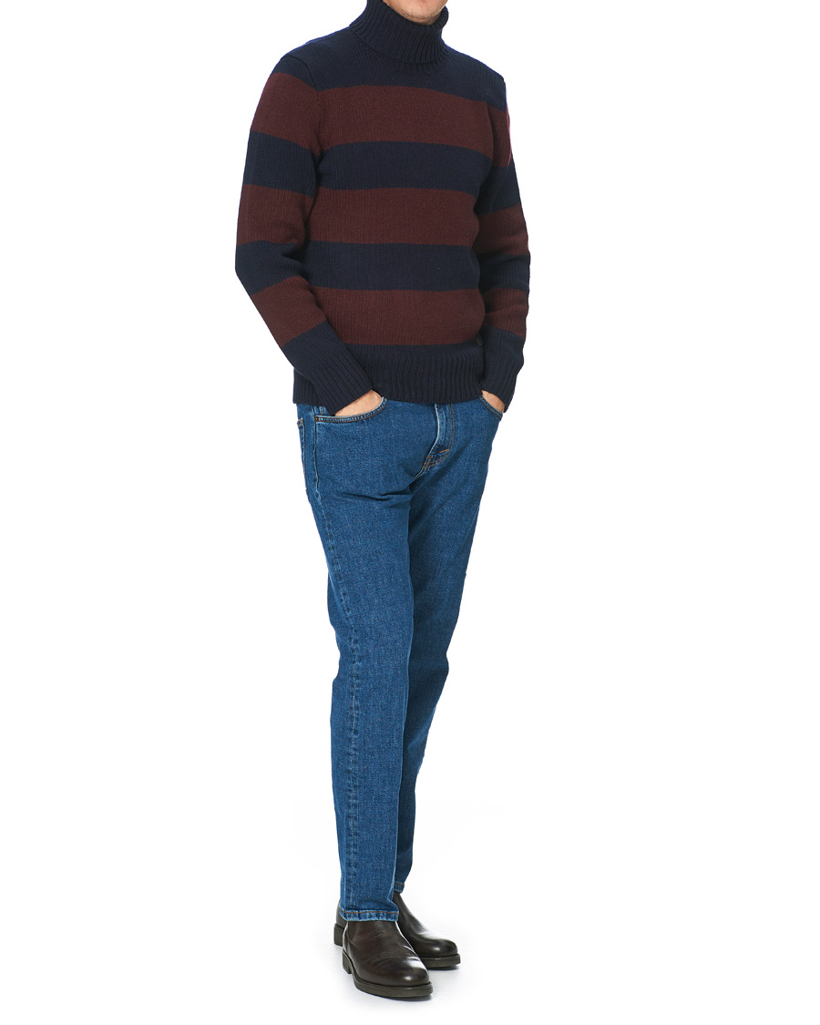 Herren | Pullover | Polo Ralph Lauren | Barstriped Knitted Turtleneck Wine/Navy