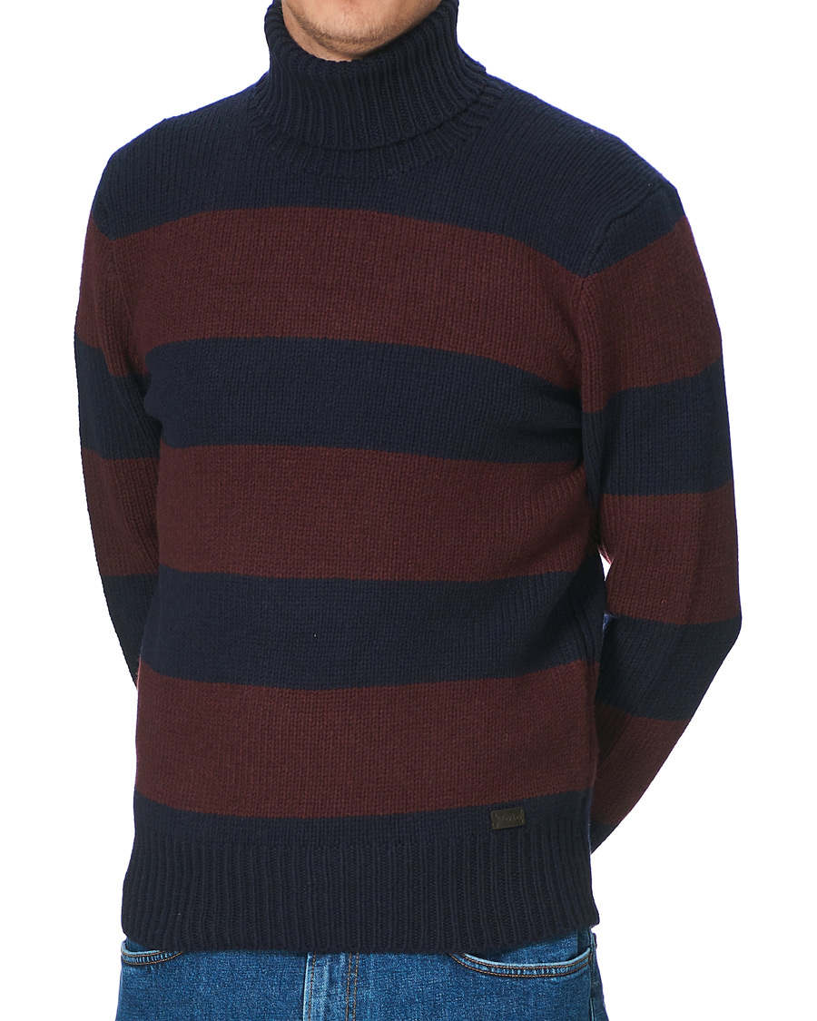 Herren | Pullover | Polo Ralph Lauren | Barstriped Knitted Turtleneck Wine/Navy