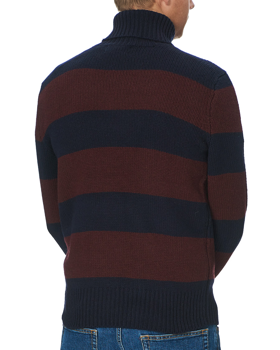 Herren | Pullover | Polo Ralph Lauren | Barstriped Knitted Turtleneck Wine/Navy
