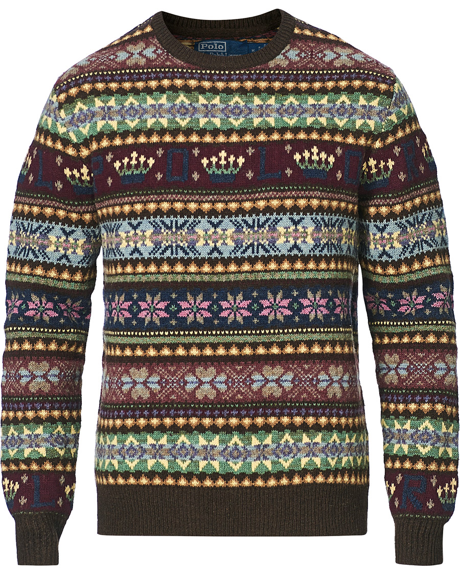 Herren | Pullover | Polo Ralph Lauren | Fairisle Knitted Polo Sweater Dark Brown Multi