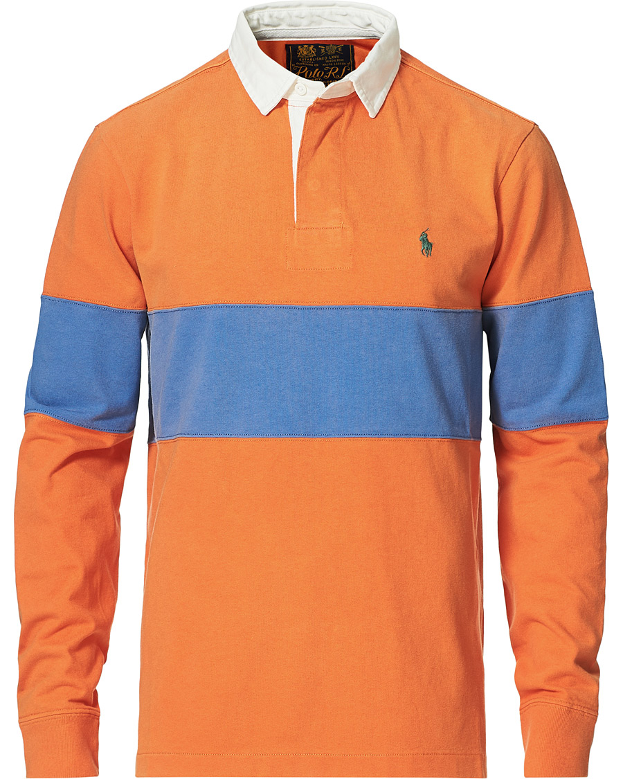 Herren | T-Shirts | Polo Ralph Lauren | Block Stripe Rugby Kona Orange/Deep Blue