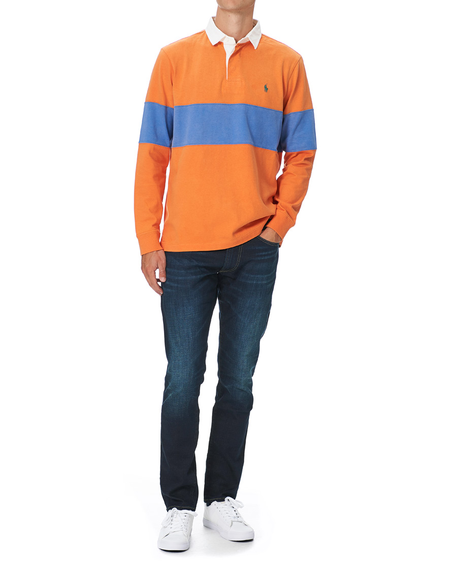 Herren | T-Shirts | Polo Ralph Lauren | Block Stripe Rugby Kona Orange/Deep Blue