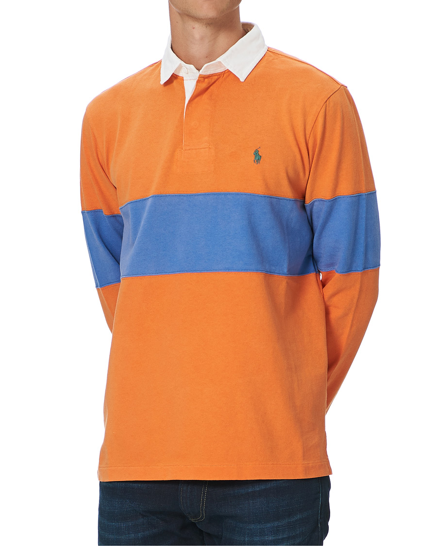 Herren | T-Shirts | Polo Ralph Lauren | Block Stripe Rugby Kona Orange/Deep Blue