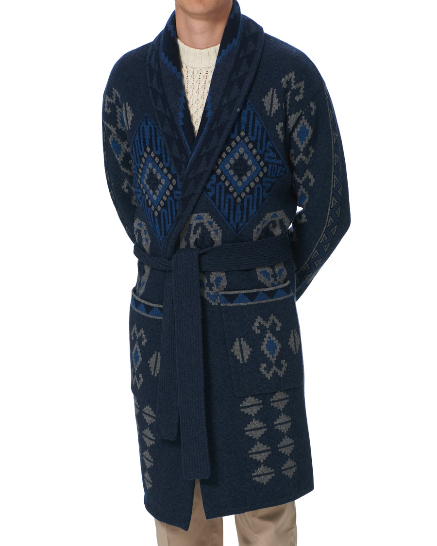 Herren | Schlafanzüge & Bademäntel | Etro | Wool Jacquard Shawl Robe Navy