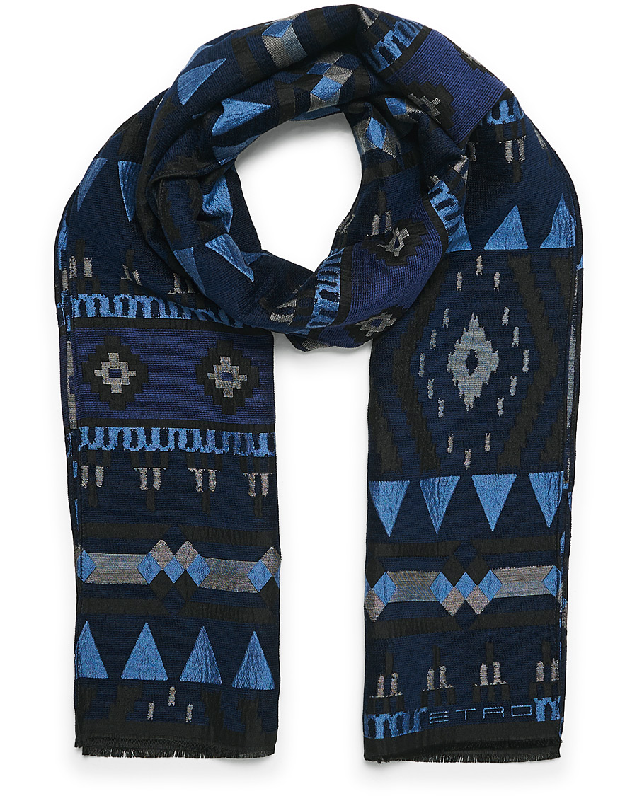 Herren | Etro Wool Blend Ciniglia Scarf Navy | Etro | Wool Blend Ciniglia Scarf Navy