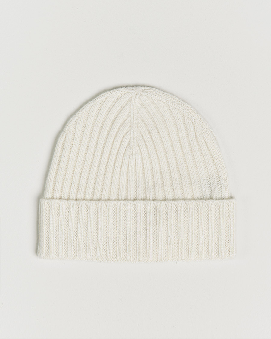 Herren | Amanda Christensen Rib Knitted Cashmere Cap Cream | Amanda Christensen | Rib Knitted Cashmere Cap Cream