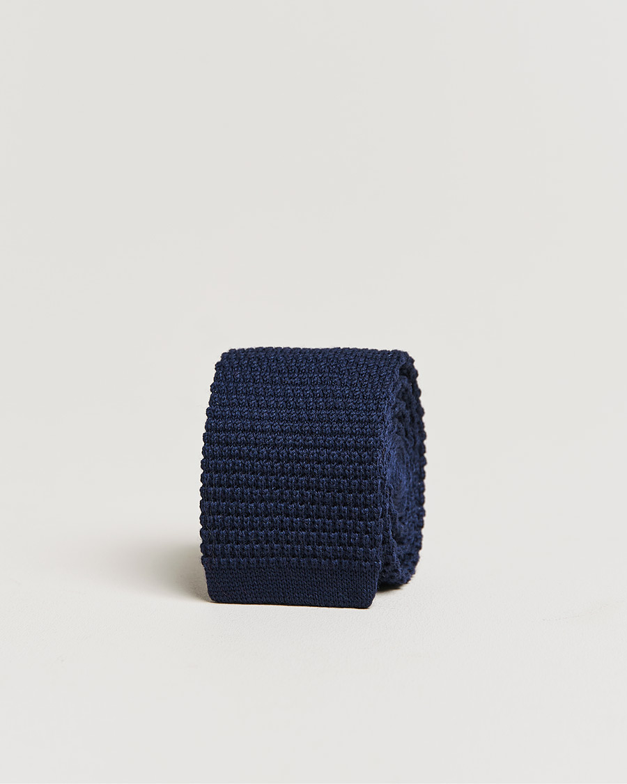 Herren | Krawatten | Amanda Christensen | Wool Knitted 6cm Tie Navy