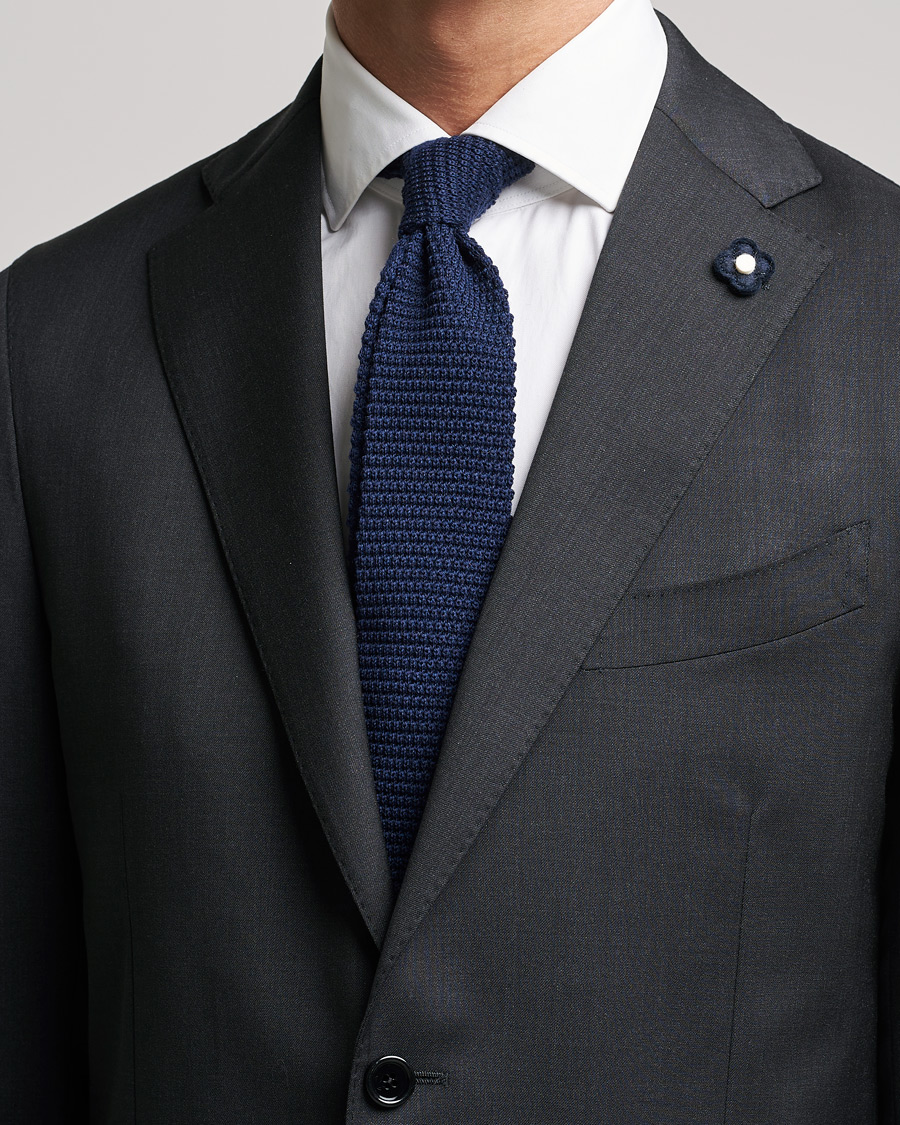 Herren |  | Amanda Christensen | Wool Knitted 6cm Tie Navy