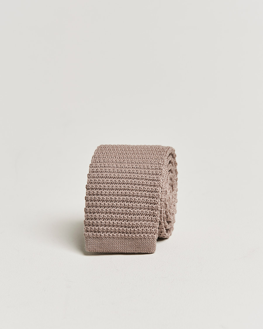 Herren | Amanda Christensen Wool Knitted 6cm Tie Beige | Amanda Christensen | Wool Knitted 6cm Tie Beige