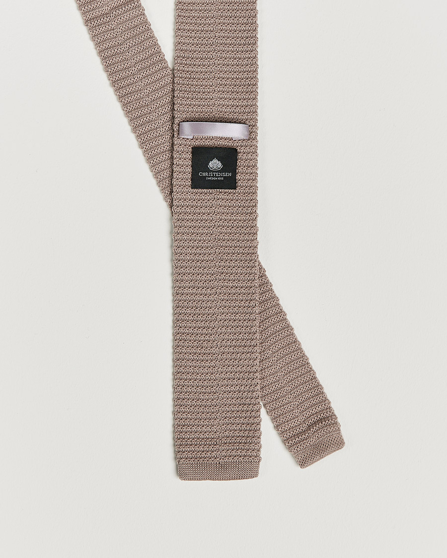 Herren | Amanda Christensen Wool Knitted 6cm Tie Beige | Amanda Christensen | Wool Knitted 6cm Tie Beige